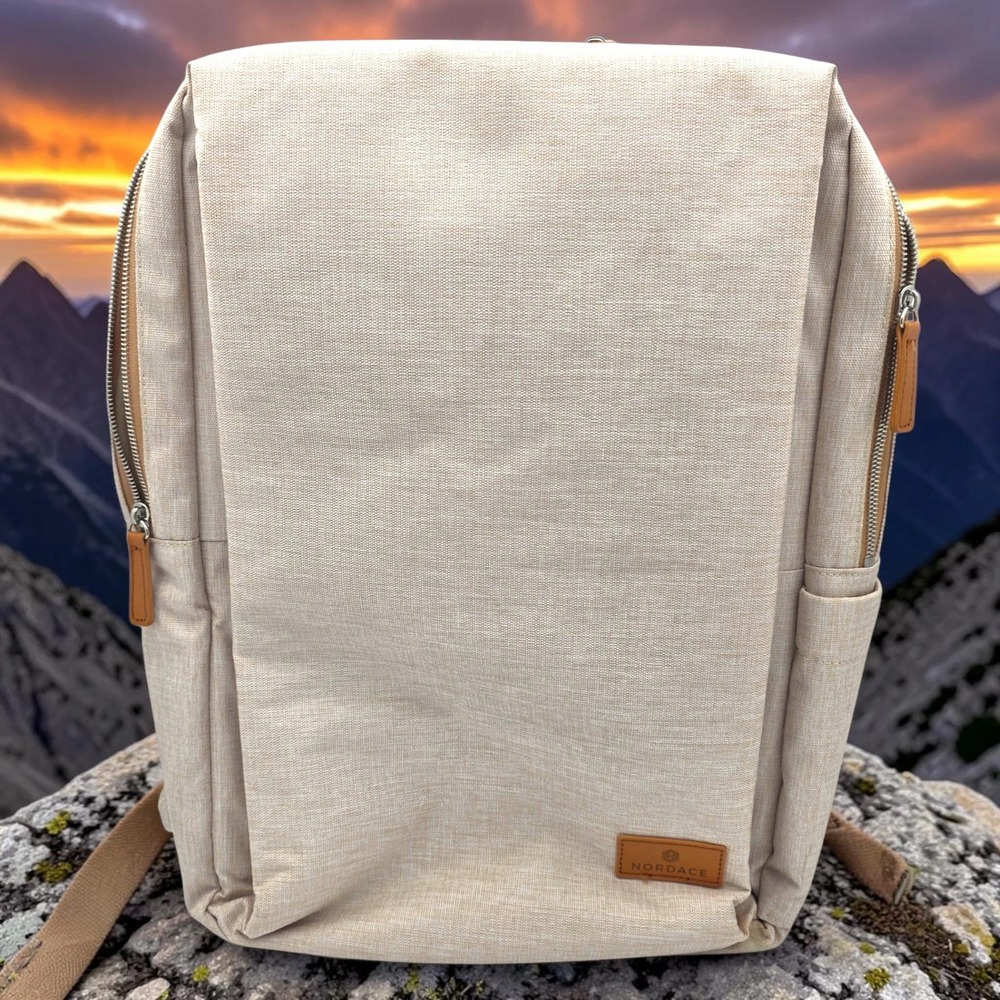 Nordace Siena Smart Backpack Beige   Laptop Charging Travel Bag Luxury Neutral